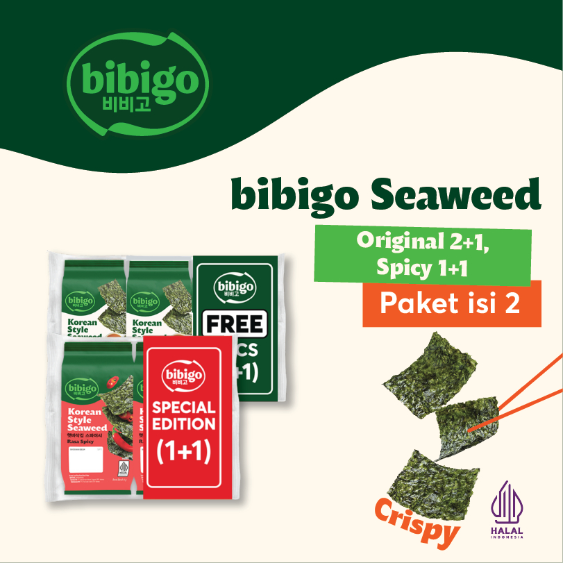 

Twinpack - bibigo Seaweed Original (2+1) + Spicy (1+1)