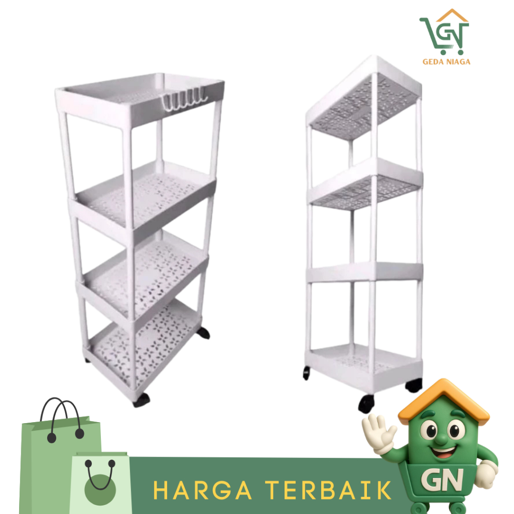Rak Susun Serbaguna 4/5 Susun Bahan Plastik Warna Hitam dan Warna Putih