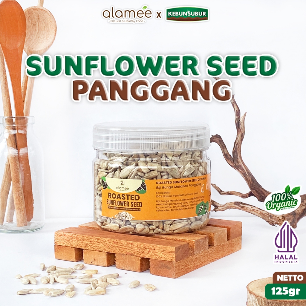 

ALAMEE Roasted Sunflower Seed Biji Bunga Matahari Kupas Oven Biji Kuaci Panggang 125gr kebunsubur