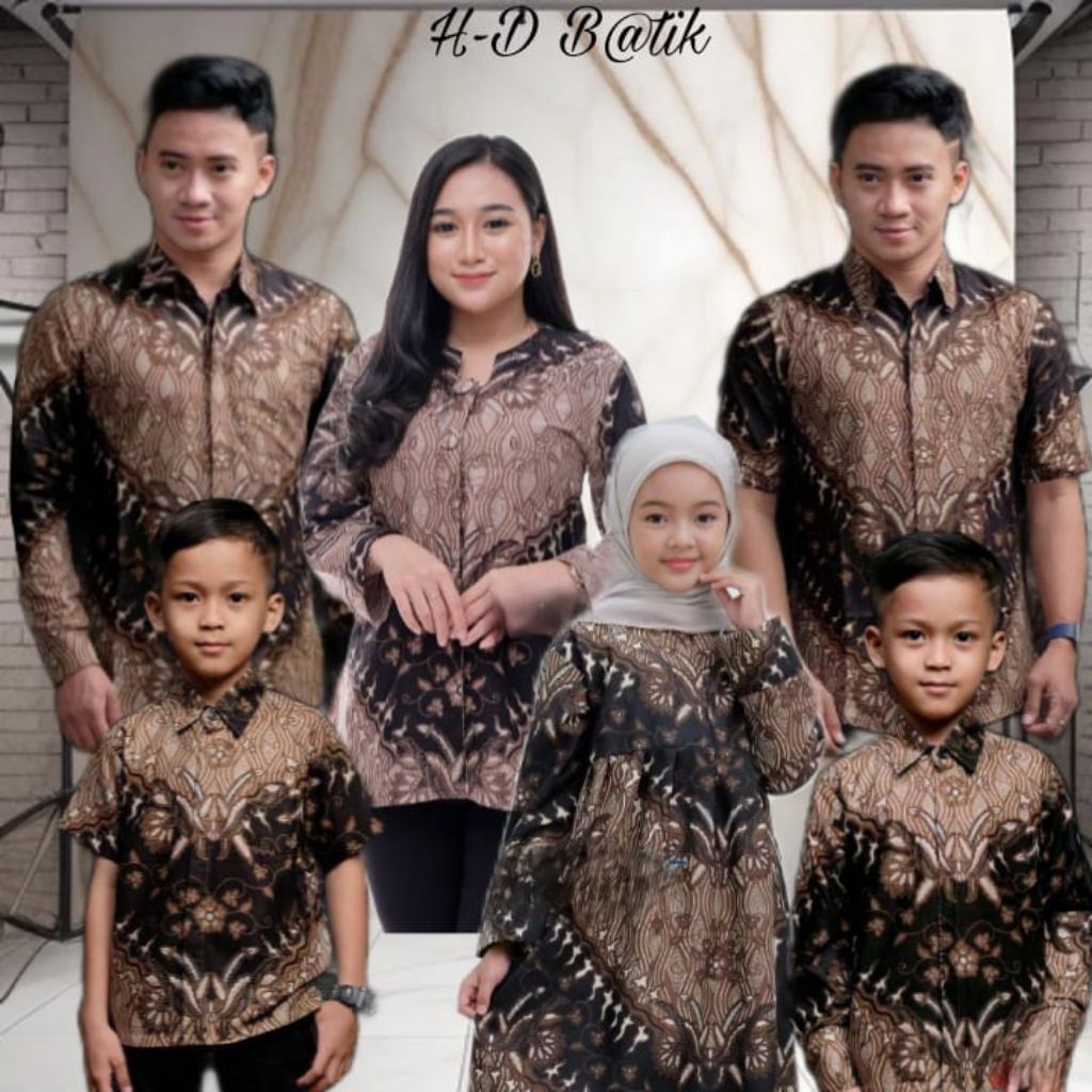 Baju Batik Couple Sarimbit Seragam keluarga Motif keris Coklat