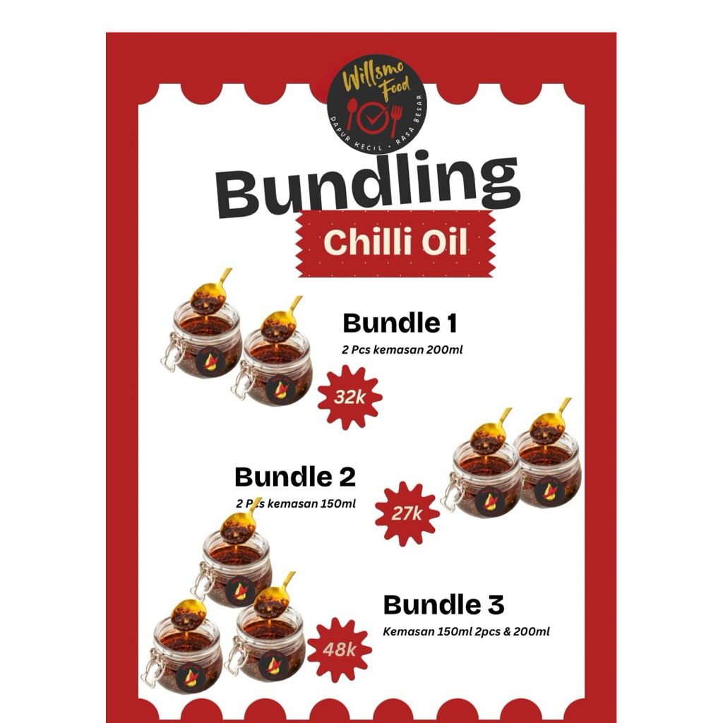 

Chilli Oil Rempah Premium Paket Bundling- Pedas Gurih Otentik (150ml / 200ml / Bundle Hemat)
