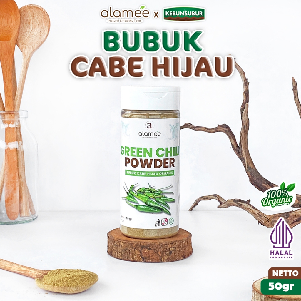 

ALAMEE Bubuk Cabe Hijau Green Chili Seasoning Powder Bumbu Masakan Dapur Murni Tampa Campuran 50gr kebunsubur