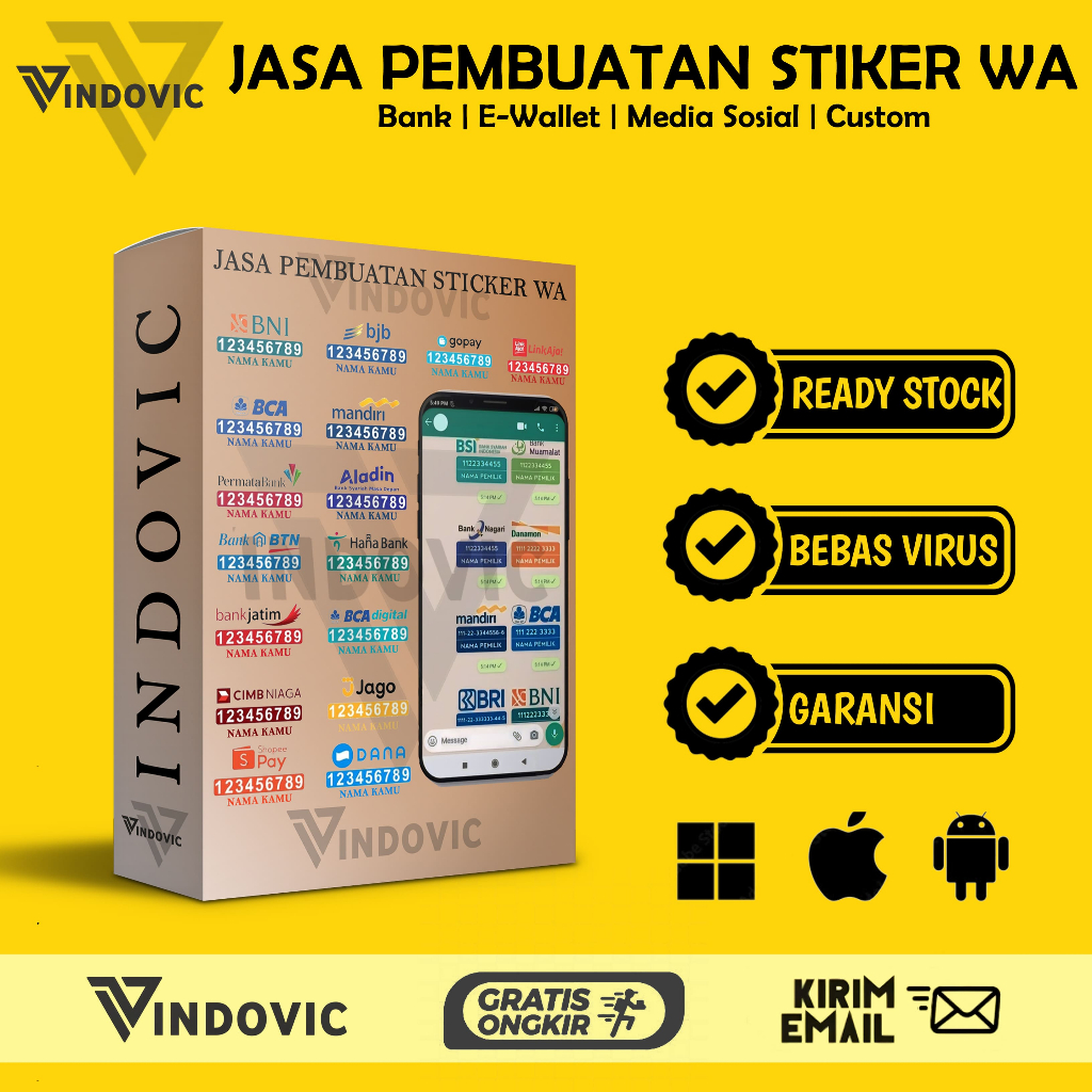 [T0246] JASA PEMBUATAN STIKER WA, REKENING BANK, STIKER SOSMED