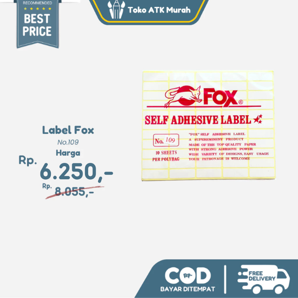 

Kertas / Label Stiker Fox No. 109 uk. 13 x 38 mm (Persegi Panjang)