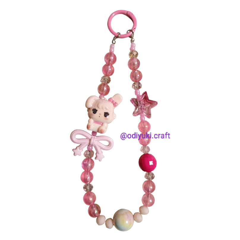 Phone Charm Bag Charm Phone Strap Beads Manik Korea Viral Pink Shine Cat