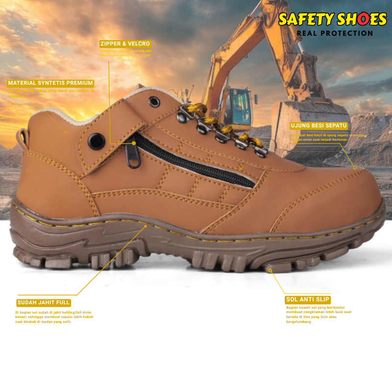 Sepatu Pria Safety Ujung Besi Crocodile Morisey Original 100% Untuk Pria Kerja Proyek Sepatu Pria Sa