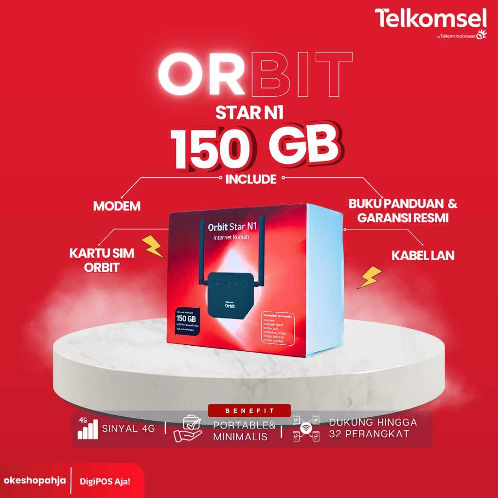 Telkomsel Orbit Star N1 – Modem WiFi 4G untuk Rumah & Usaha, Internet Stabil dan Ngebut