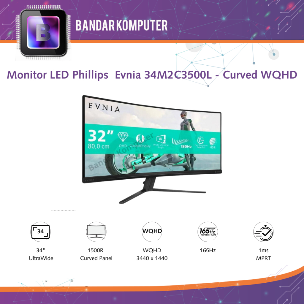 Monitor Philips LED Evnia 34M2C3500L - Curved WQHD 34" Inch