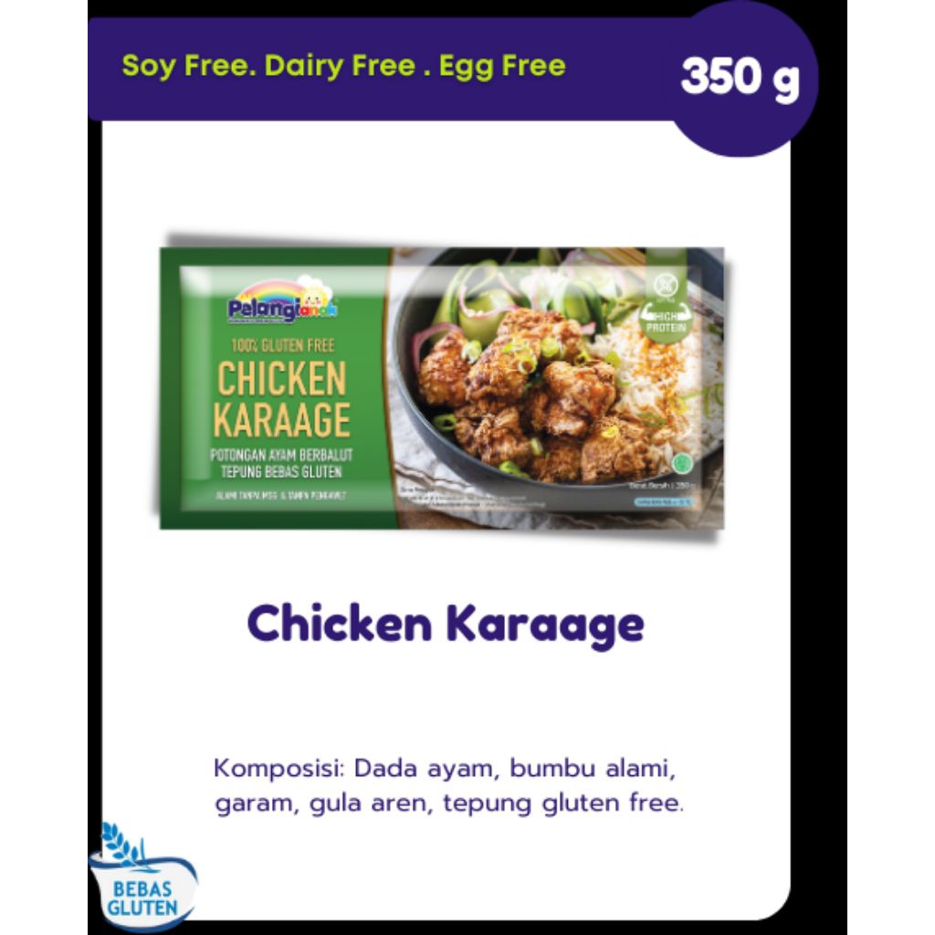 

Chicken Karaage Gluten Free Pelangi Family Frozen Food | Halal | No MSG | Tanpa Gula Rafinasi | Tanpa Pengawet | Tanpa Pewarna | Tanpa Bahan Kimia | Bahan Alami | Makanan Anak | Kids Meal | Chicken Wings | Karaage | Ayam | It's Superfood | Superfood Store