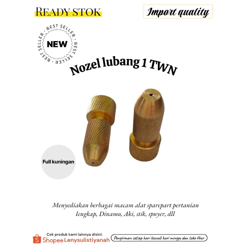NOZEL IMPORT KUNINGAN TWN LOBANG 1 LURUS | SPUYER TWN JANTUNGAN LURUS | NOZEL SPRAYER ELEKTRIK | KNA