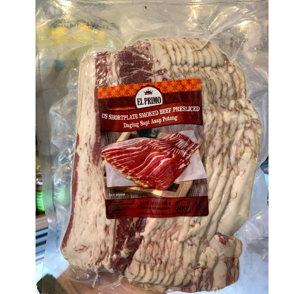 

EL Primo US SHORTPLATE SMOKED BEEF PRESLICED 500 GR | El Primo Daging Sapi Asap Potong 500 GR