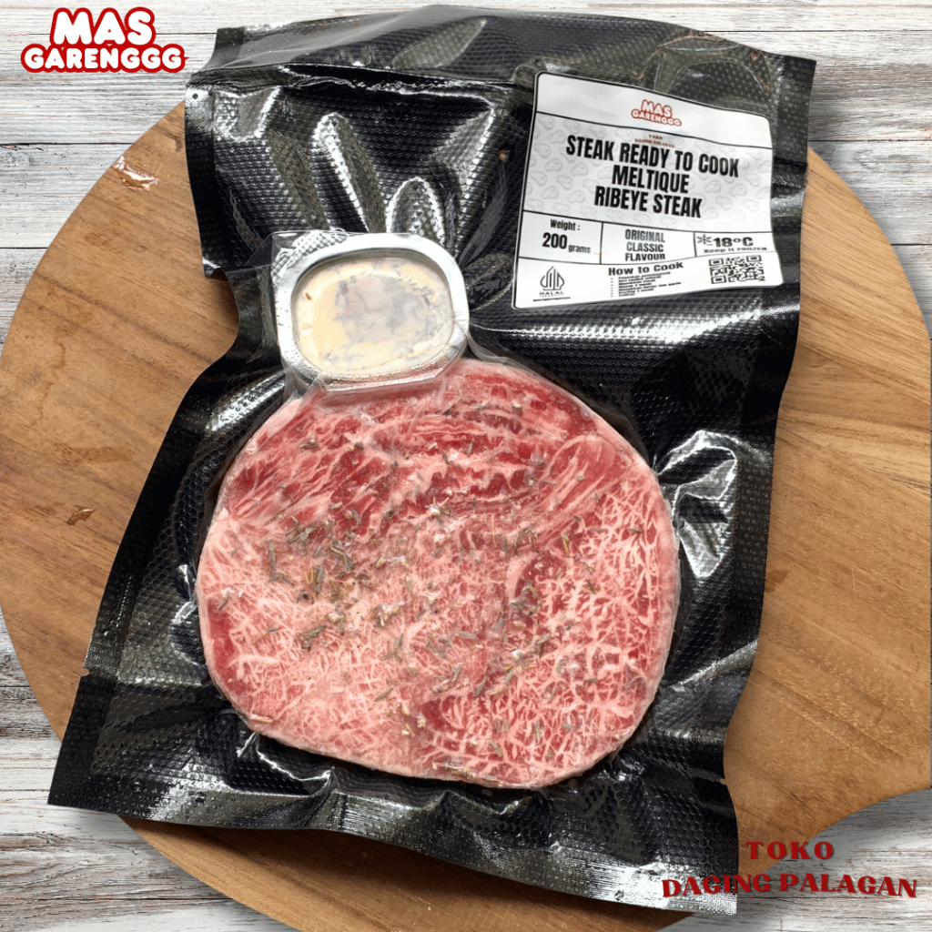 

Steak Ready to Cook Wagyu Meltique Ribeye 200 gram (sudah berbumbu siap masak)