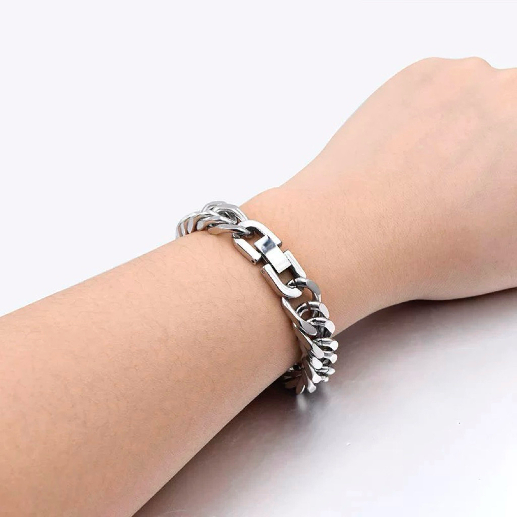 TERLARIS GELANG RANTAI PRIA TITANIUM KOKOT CLIP GELANG RANTAI KEREN GELANG RANTAI ANTI KARAT DAN