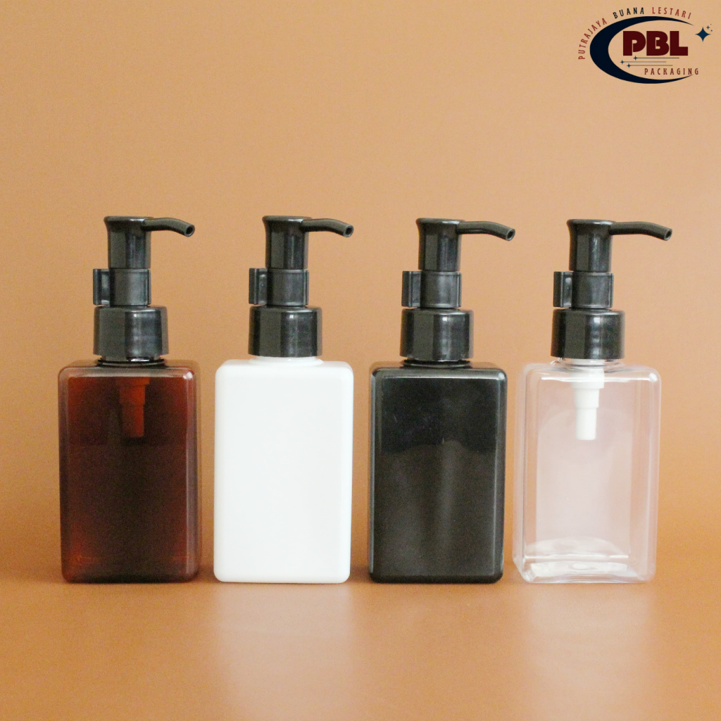 Botol Kotak 100ml Varian Warna / Botol Pump Clip Oil 100ml - Tutup Pump Clip Oil  Smooth Neck 24 Hit