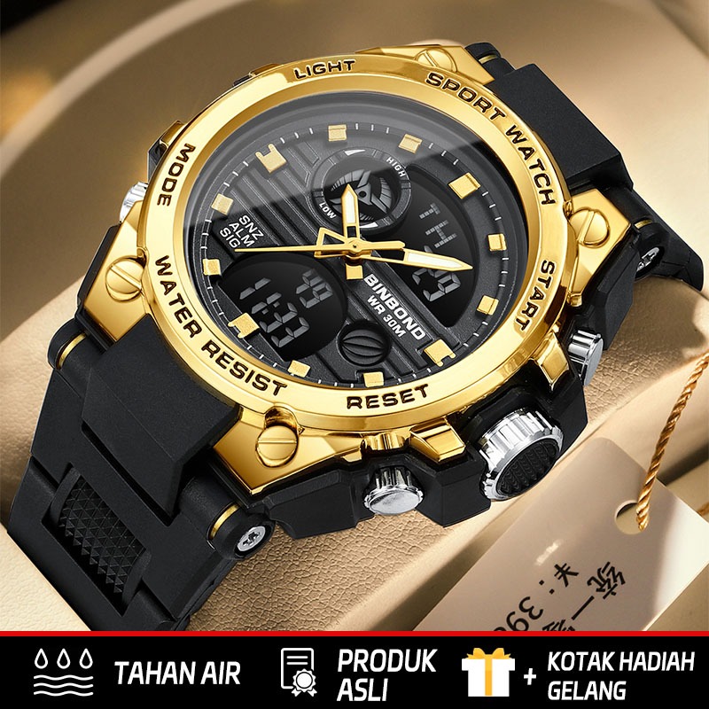 BINBOND Men Military Quality Watch LED Luminous Outdoor Sports Watch 50m Waterproof Digital Watch