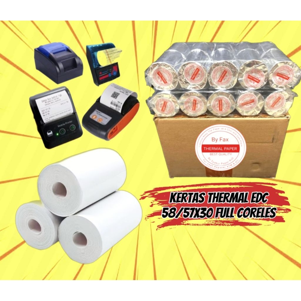 

Kertas Thermal edc/bluetooth 57/58x30 Coreles