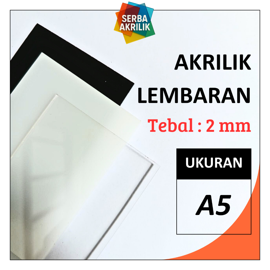 Akrilik Lembaran Ukuran A5 Tebal 2mm | Akrilik Bening Hitam Putih