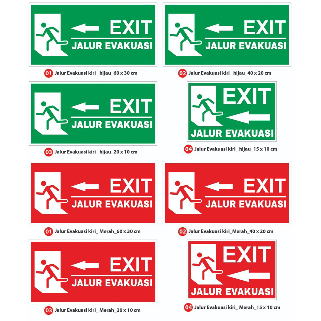 

stiker sign jalur evakuasi / kiri / stiker pintu / stiker vinyl + laminating