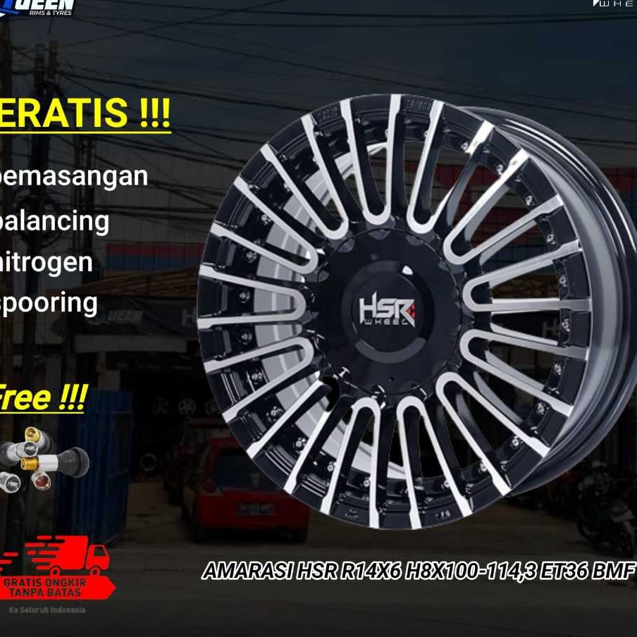 velg hsr wheel R14 lubang 8 pelek mobil  racing Ring 14 lebar rata untuk agya xenia march DLL