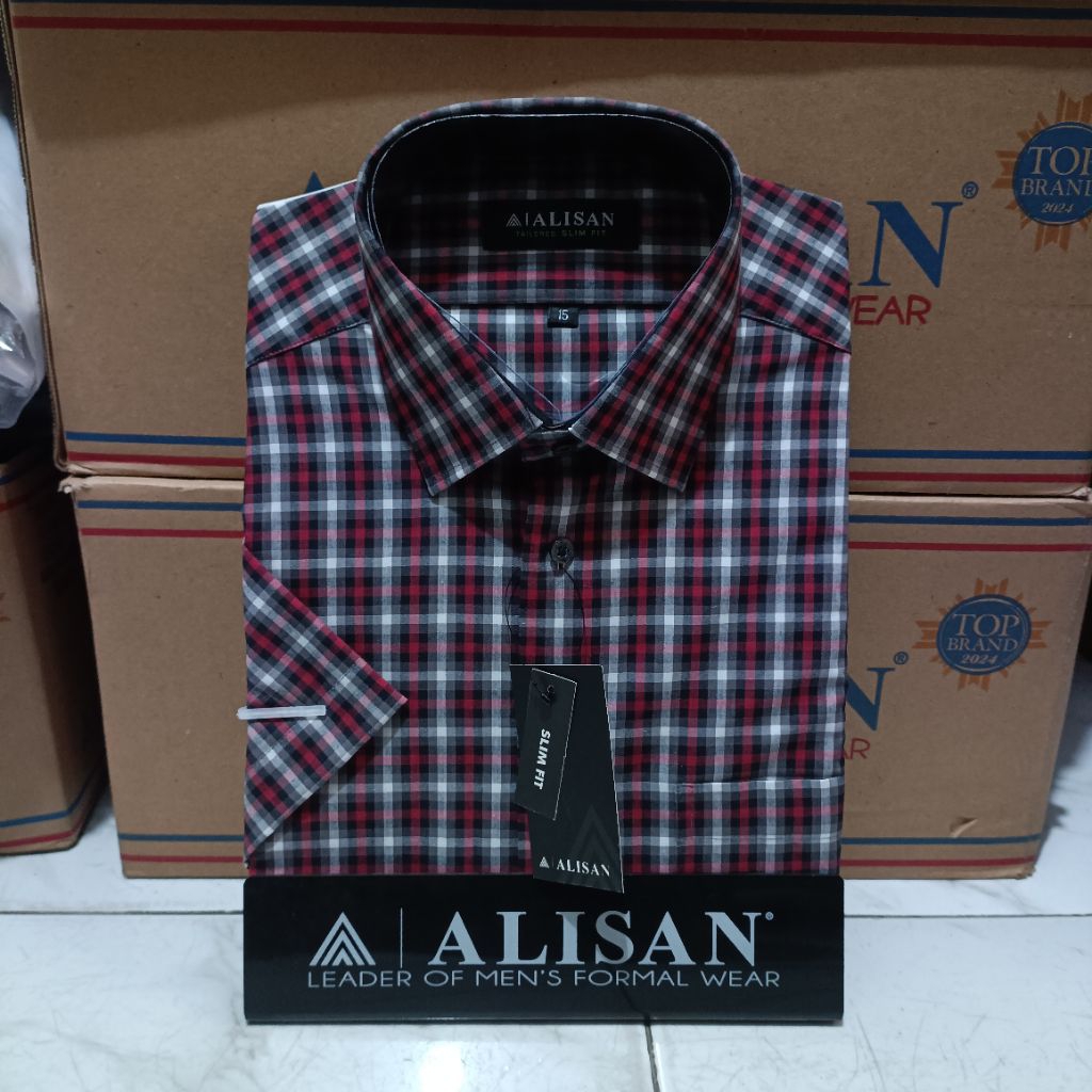 Kemeja ALISAN kotak Lengan PENDEK ( 100% ORI )