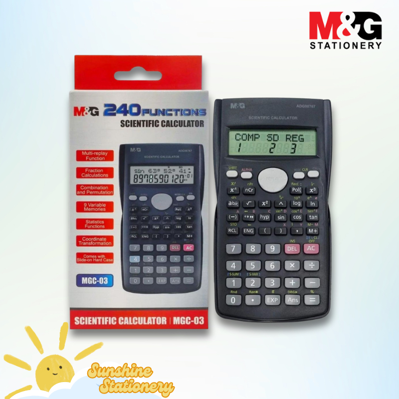 

M&G 12 Digits Scientific Calculator MGC-03 240 Functions with Cover Kalkulator Sains