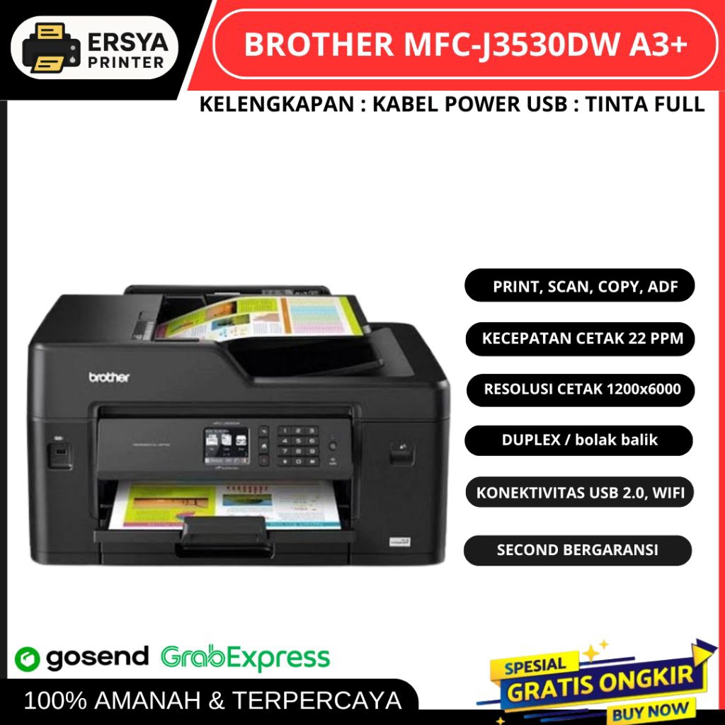 brother mfc j3530dw A3+ siap pakai
