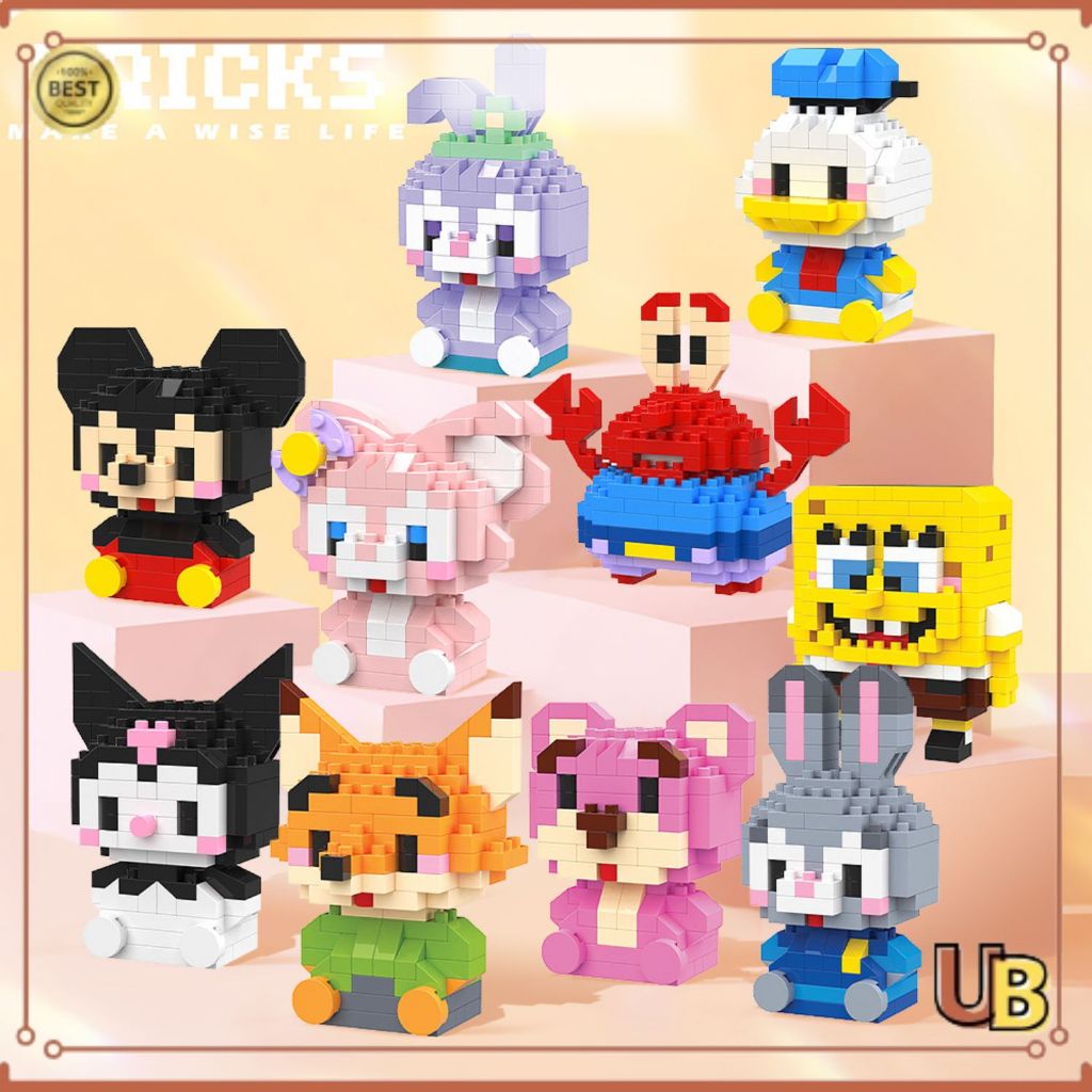 DIY Susun Blok Bangunan Mini Kartun Bricks DIY Mainan Balok Nano Block Model Kartun Bricks Toys Diy 