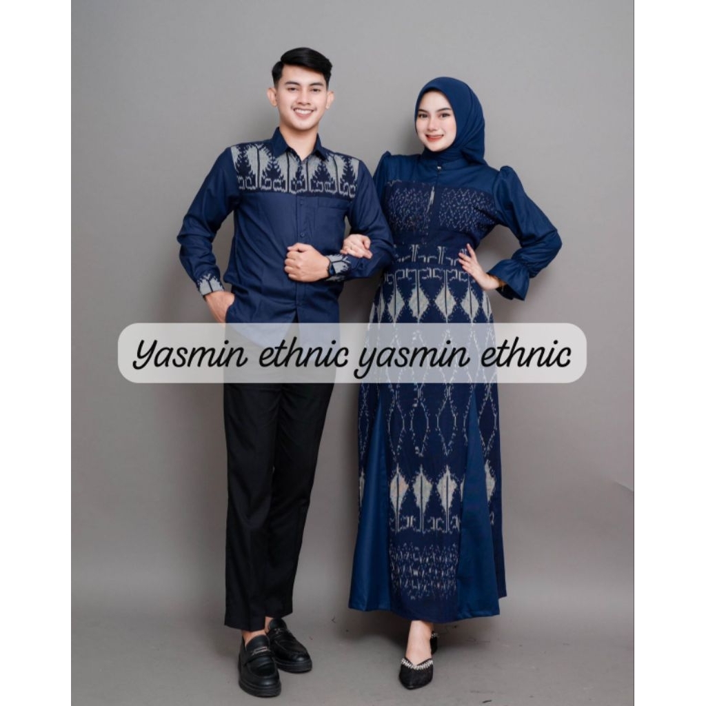 BAJU TENUN COUPLE KINANTI NAVY - BAJU TENUN - DRESS TENUN - BAJU COUPLE - COUPLE TENUN - COUPLE LEBA