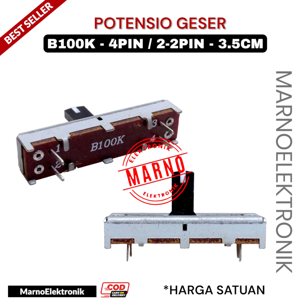 POTENSIO GESER POTENTIO GESER B100K 3.5 CM KAKI 2-2 4PIN ASLI ORIGINAL ORI