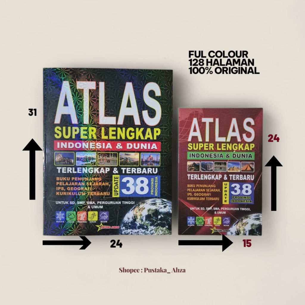 BUKU ATLAS SUPER LENGKAP INDONESIA 38 PROPINSI/UPDATE TERBARU/KOLEKSI/TERLENGKAP/ BINTANG JUNIOR