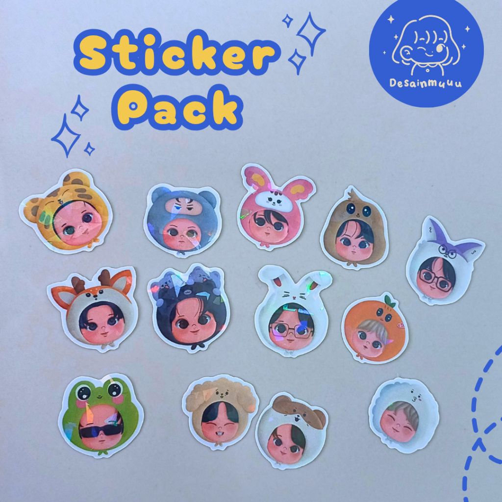 

Seventeen 17 Chibi Sticker Pack Hologram broken glass by desainmuuu