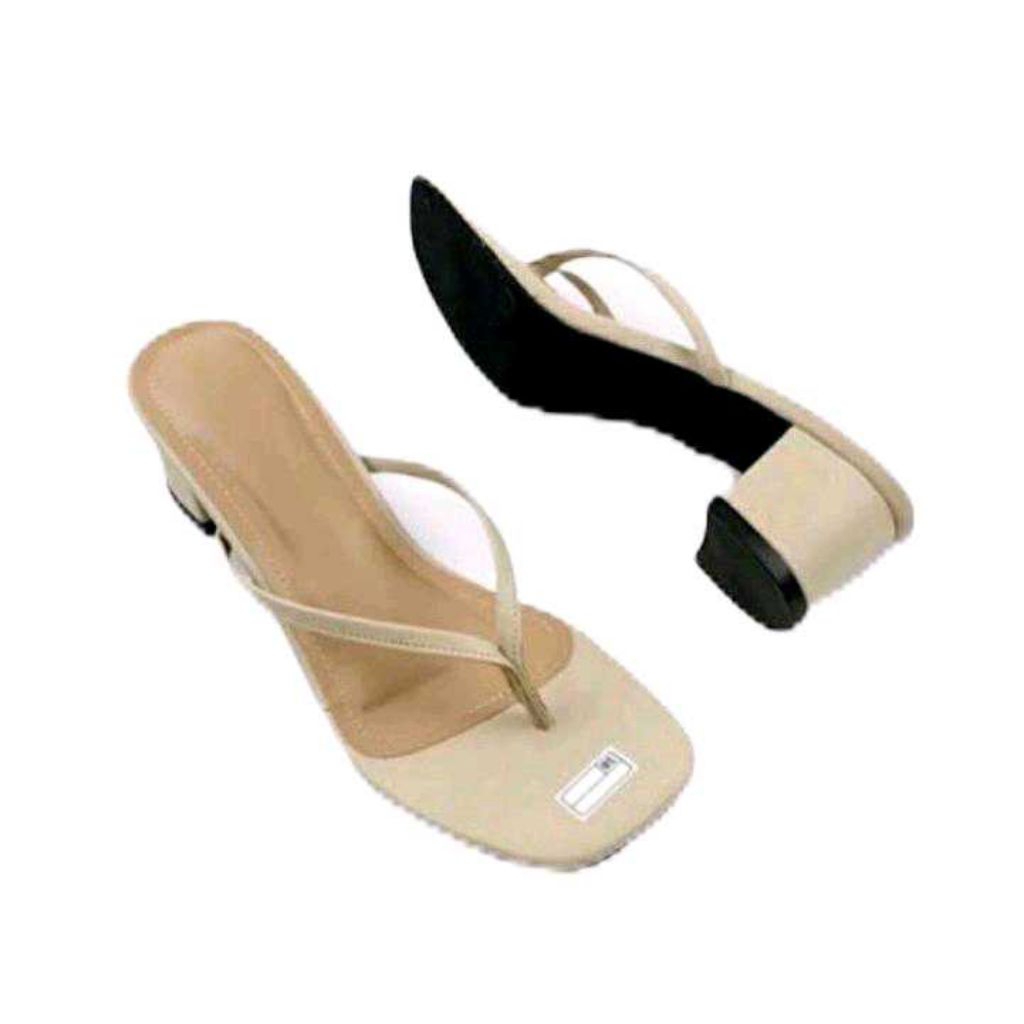 sendal heels wanita hak tahu tinggi 5 cm model jepit kekinian