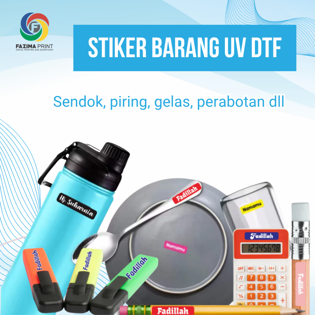 

[100 PCS ]Stiker UV Nama Perabot Anti Air - untuk Sendok, Piring, Botol, Gelas