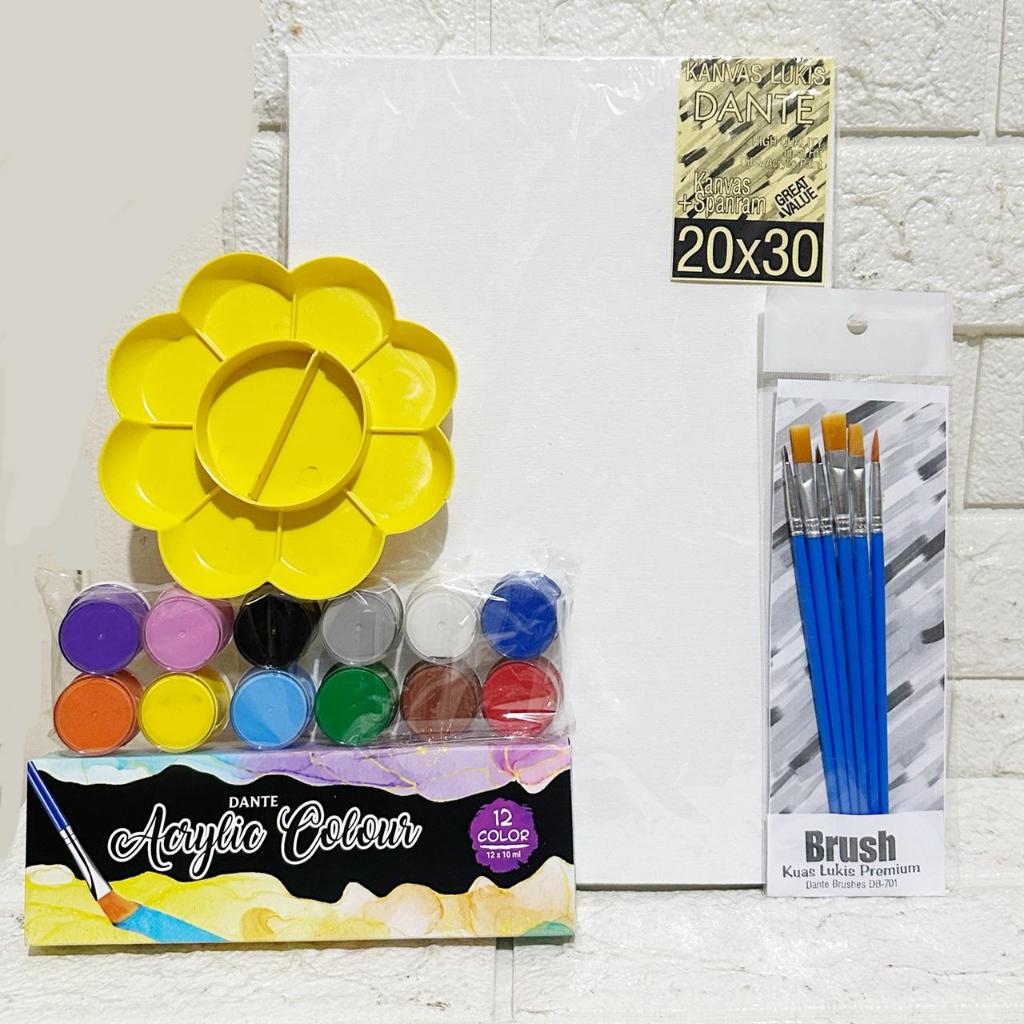 

Dante - PAKET MELUKIS SET Kanvas 20X30 Kuas Palet