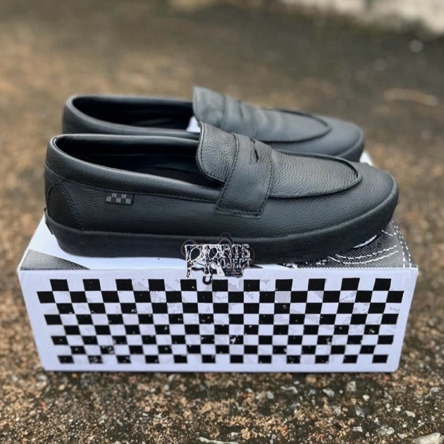 Vans Skate Loafers Leather Black Original Resmi GMG