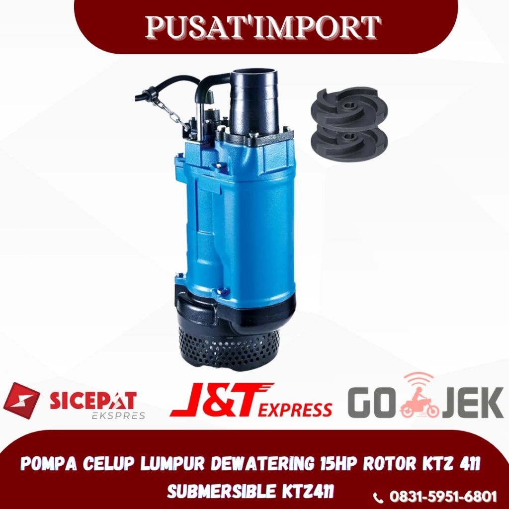 Pompa Celup Lumpur Dewatering 15HP Rotor KTZ 411 Submersible KTZ411
