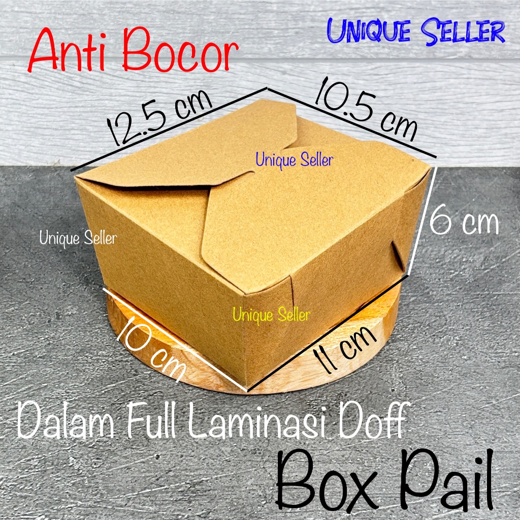 

Box Pail Kraft Laminasi Doff Anti Bocor 12.5x10.5x5 / Dus Box Kotak Makan Kraft / Food Pail Kraft / LunchBox Kraft 11x10x5 / Kotak Makan Kertas 11x10x5