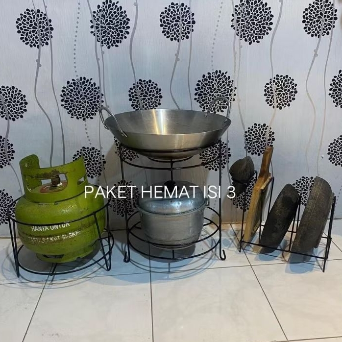 Paket Hemat Isi 3 /Rak Gas, Rak Susun 2, Rak Cobek
