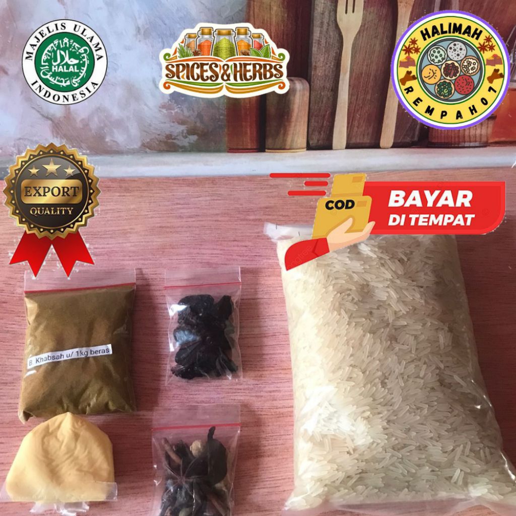 

Ygshop17 Hemat Bumbu Briyani/Kebuli/Mandhi/Bukhori/Kabsah + Beras Basmati 200Gram Dengan Rempah Dan