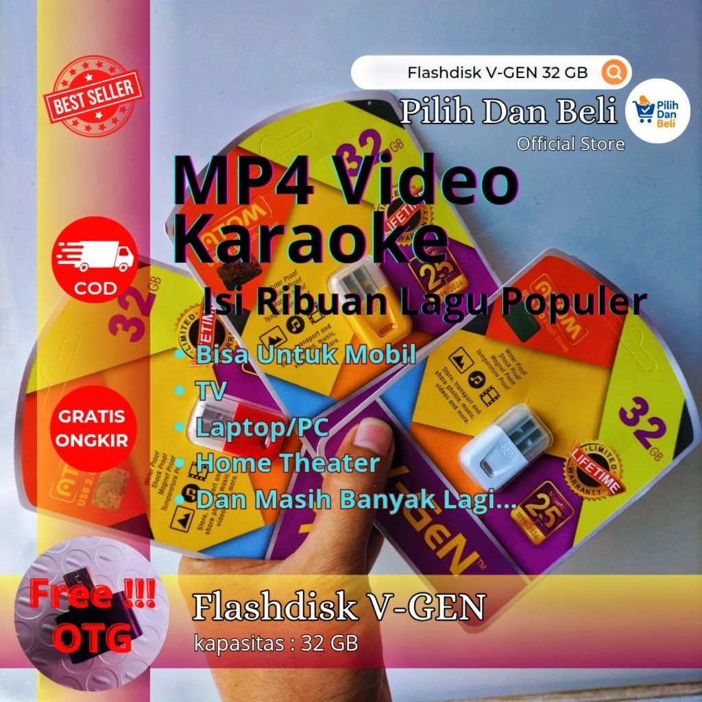 flash disk mobil full lagu - Flashdisk V-Gen 32GB Isi MP4 Karaoke Ribuan Lagu, Bisa Untuk Mobil, TV,