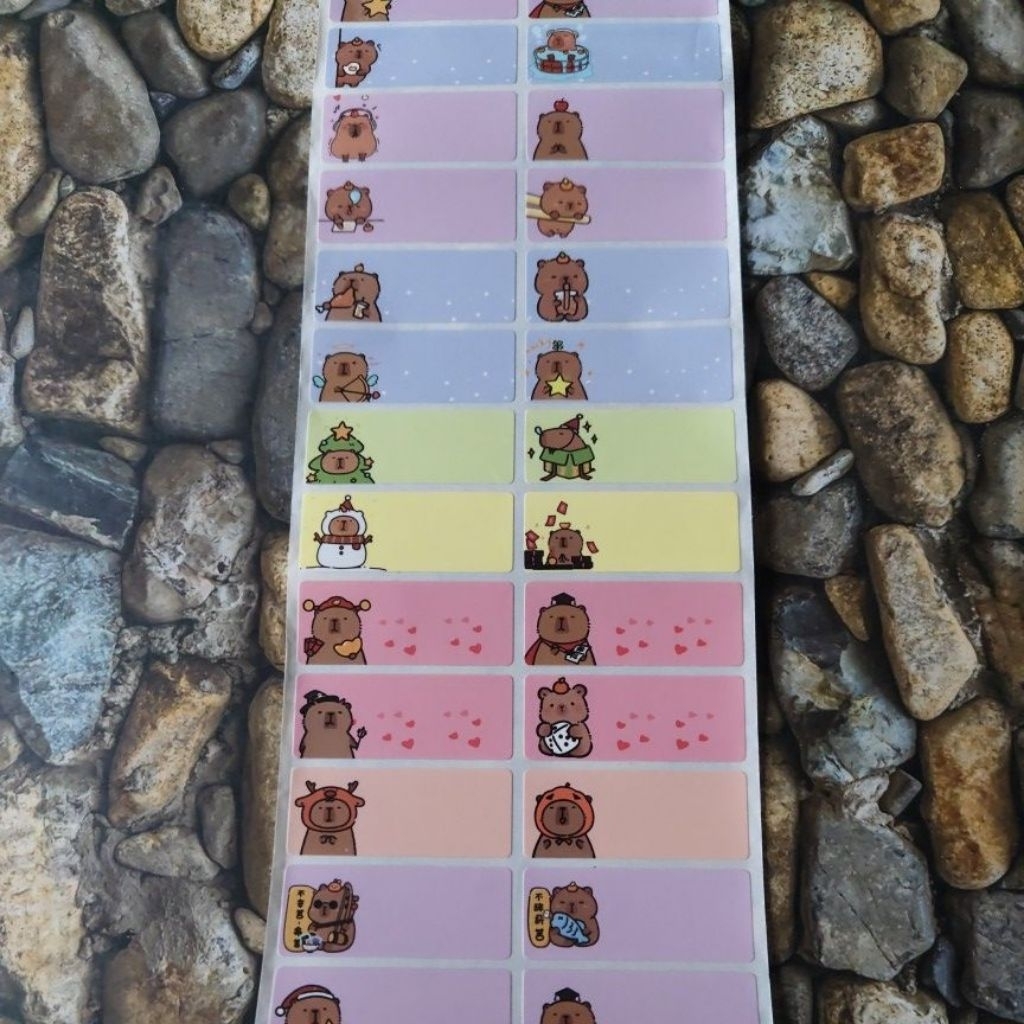 

Stiker Label Nama Name Sticker Waterproof Anti Air Capybara