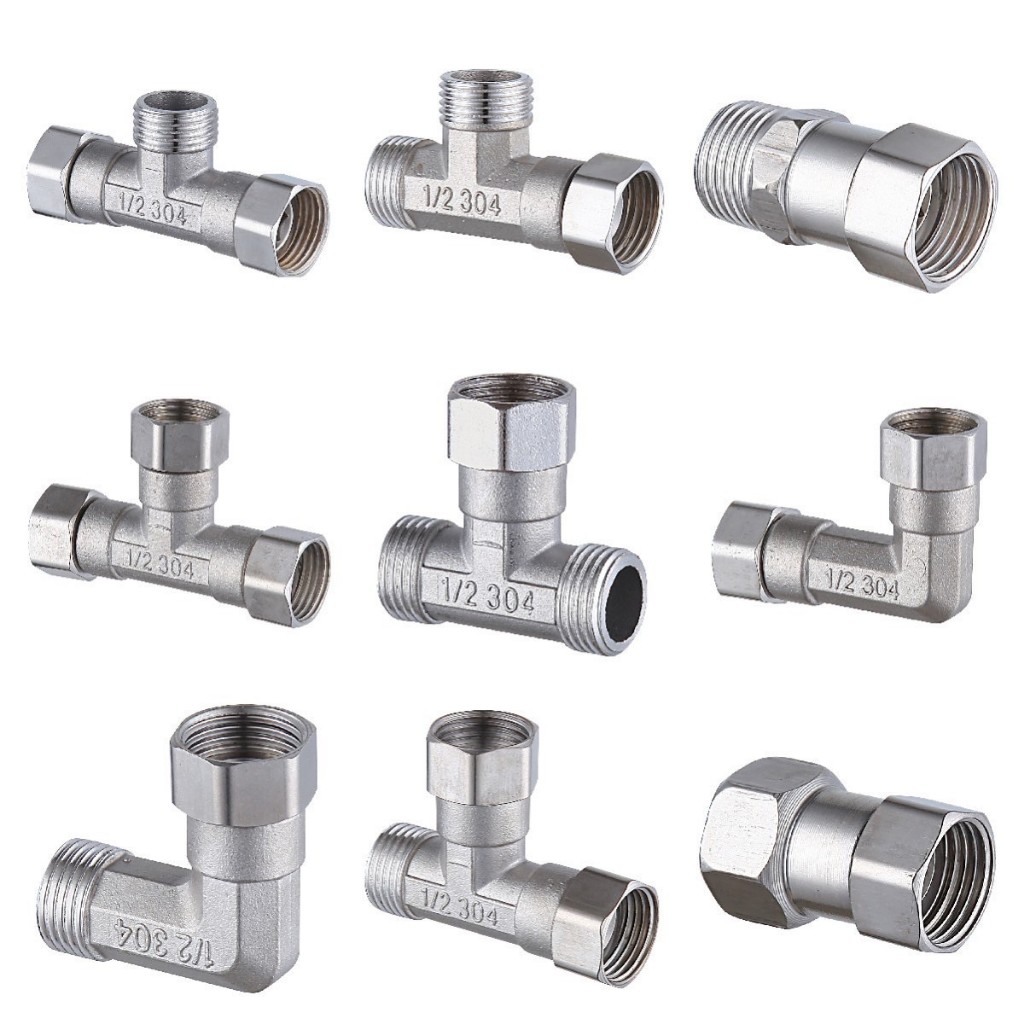 Sambungan pipa kran Nepel Tee T ring putar keni kni elbow sok sock stainless sus 304 1/2 inch - knee