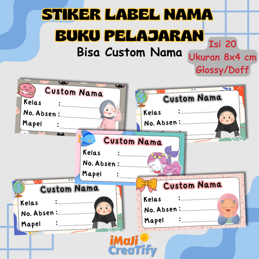 

[ISI 20] STIKER LABEL NAMA BUKU PELAJARAN CUSTOM NAMA/STIKER NAMA BUKU , GIRLS SERIES 2