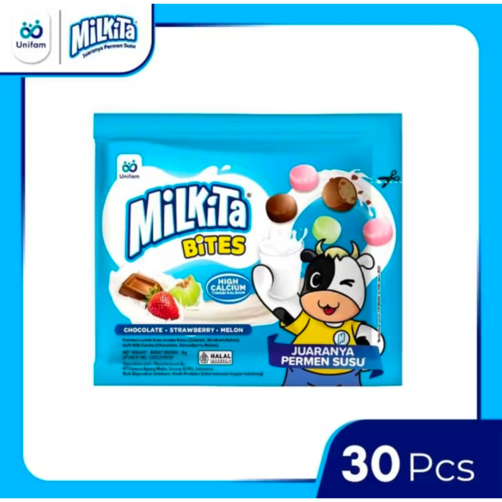 

Milkita Bites Renceng 1 Pack Isi 30pcs @ 8gr - Permen Milkita