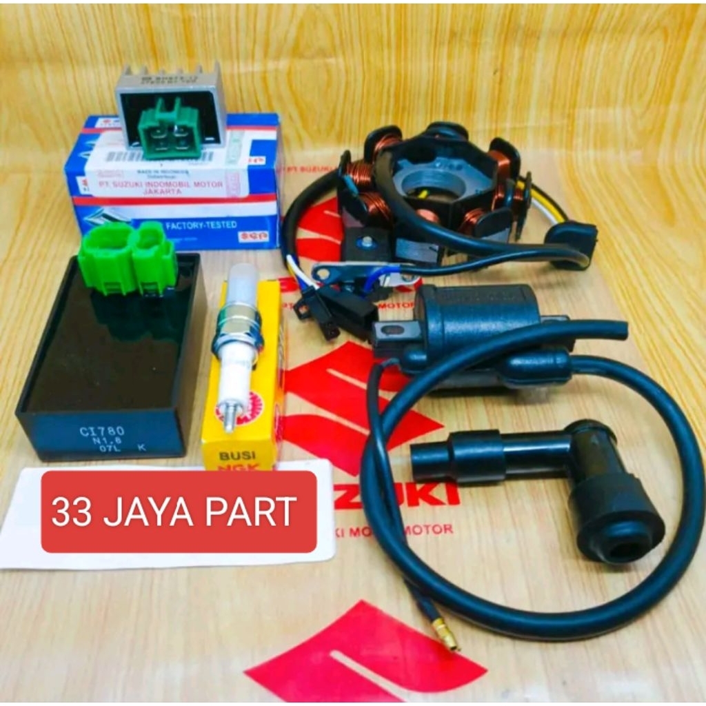 PAKET PENGAPIAN 6ITEM LENGKAP SPUL CDI KOIL KIPROK SUZUKI SHOGUN SP 125 SHOGUN 125 ORI