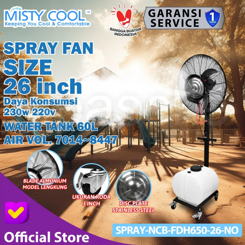 Misty Cool 26 Inch Spray Fan Diameter 26 Inch Outdoor SPRAY-NCB-FDH650-26-NO