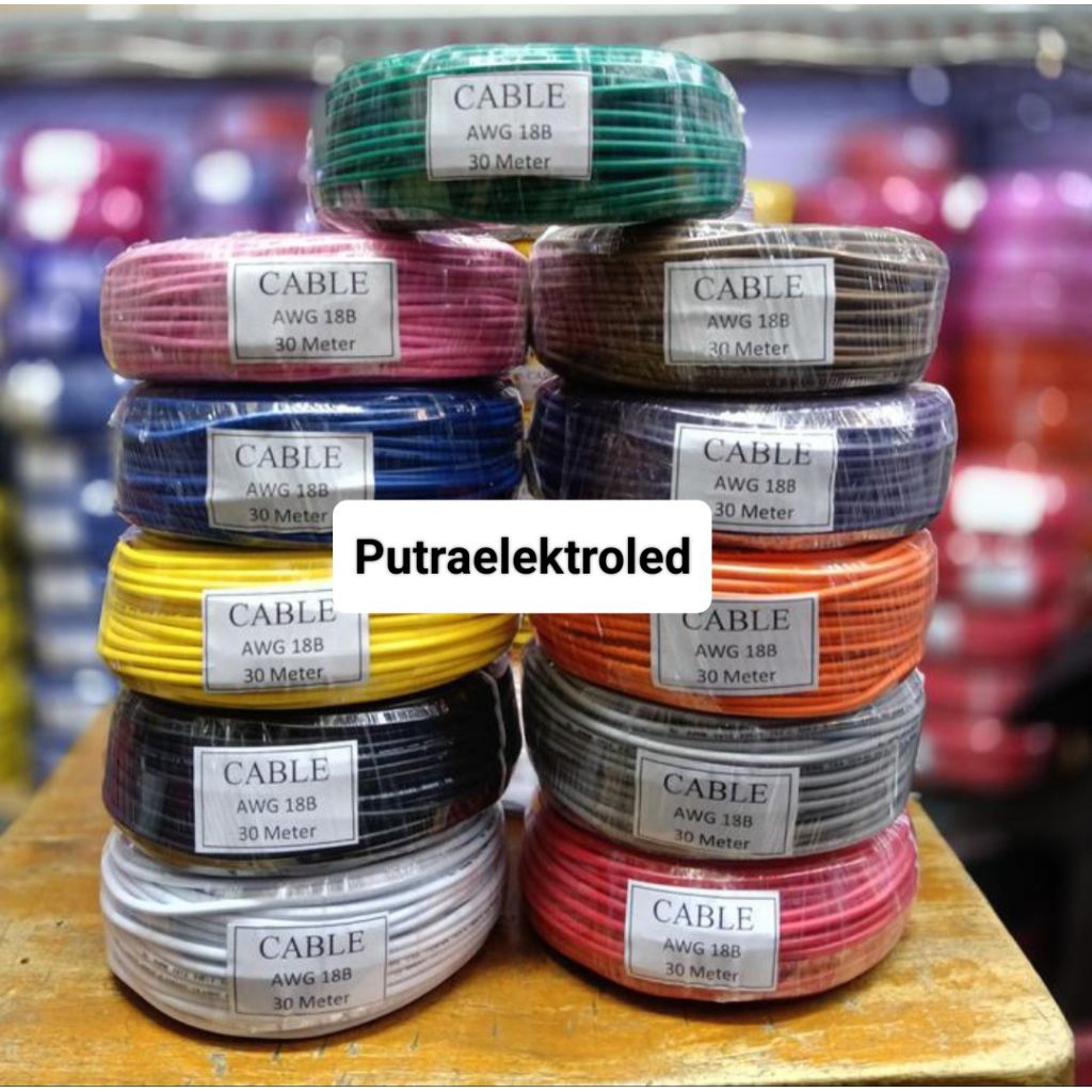 Kabel 18 Awg Besar 30meter Serabut Tembaga / Kabel 18Awg Besar