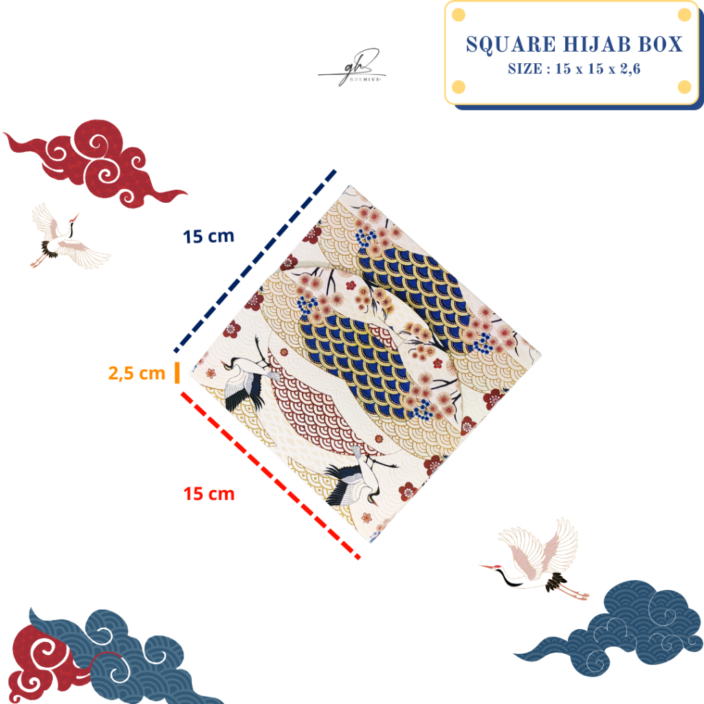 

ghboxhive - Box Hijab Square: Box Hijab/Kotak Jilbab/Scarf Small - Tranquil Waves of Kyoto
