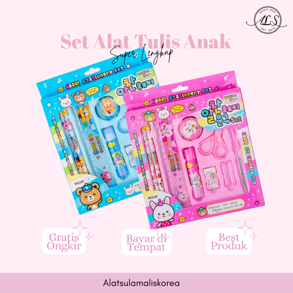 

Alat Tulis Set 8in1 Karakter Stationery Kids / Paket Alat Tulis Anak TK / Set School Supplies for Child Writing Gift Eraser Ruler