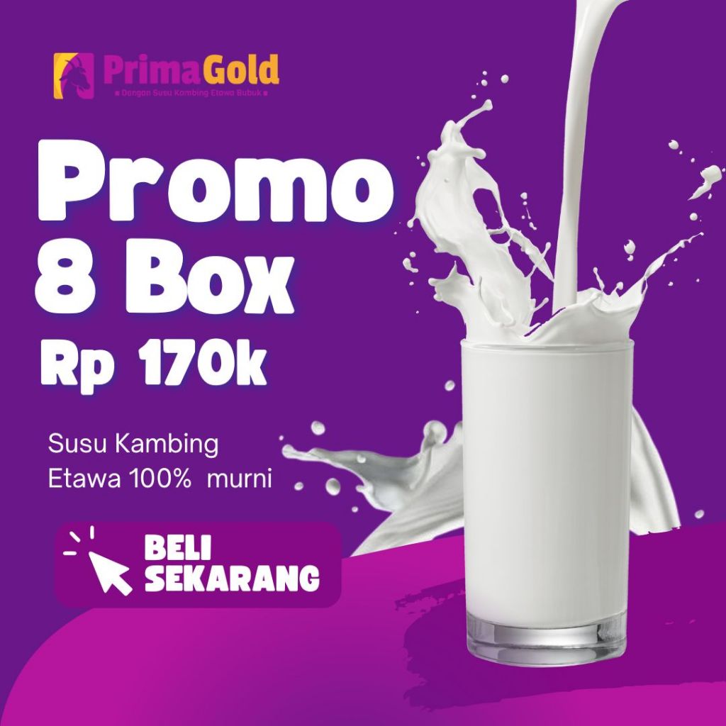 

Paket 8 Susu Kambing Etawa Primagold 100% Murni Cocok Untuk Semua Kalangan